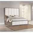 Pemberly Row Contemporary Wood Eastern King Panel Bed Taupe Oak and Cream