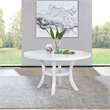Pemberly Row Round Modern Wood Dining Table with Shelf in Pearl White