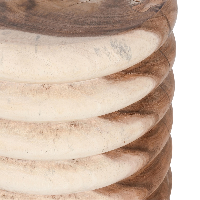 Pemberly Row Modern / Contemporary Round Natural Wood End Table