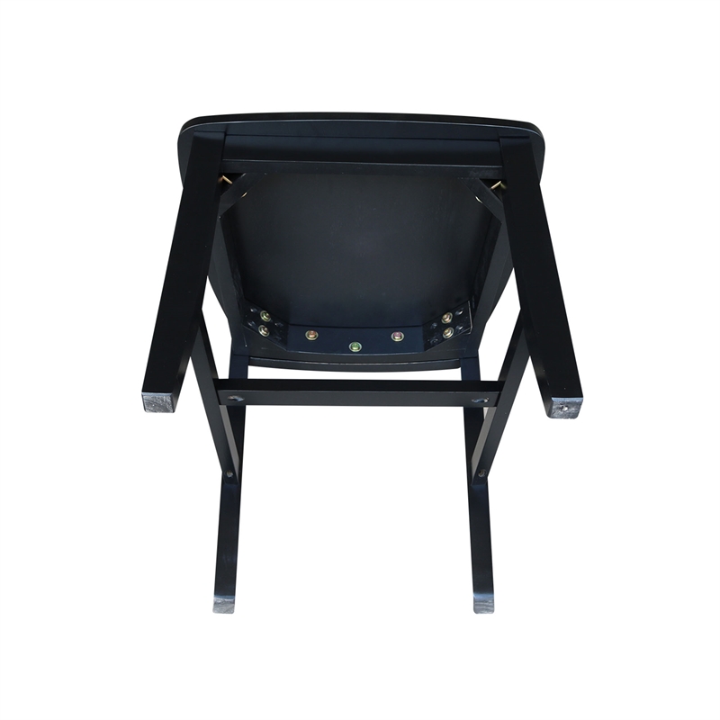Pemberly Row Contemporary Wood Dining Chair in Black (Set of Two)