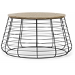 Pemberly Row Modern Metal and Wood Top Round Coffee Table in Black