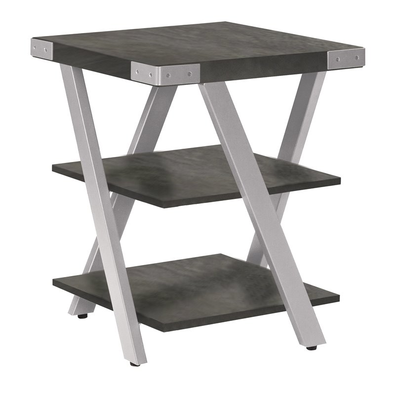 Pemberly Row Modern / Contemporary Wood End Table in Stone Gray