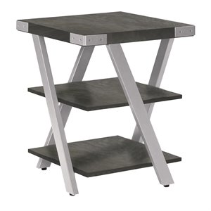 Pemberly Row Modern / Contemporary Wood End Table in Stone Gray