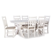 Pemberly Row 7 Piece Wood Dining Set X-Frame Padded Seats in Distressed White