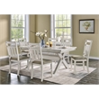 Pemberly Row 7 Piece Wood Dining Set X-Frame Padded Seats in Distressed White