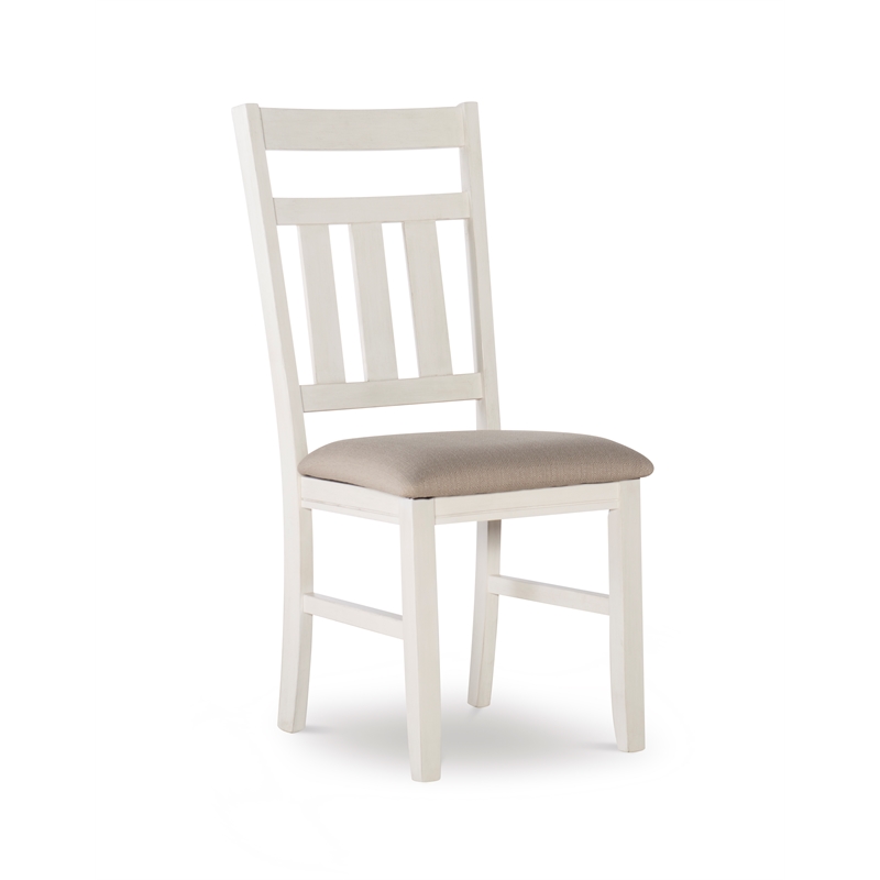 Pemberly Row 7 Piece Wood Dining Set X-Frame Padded Seats in Distressed White