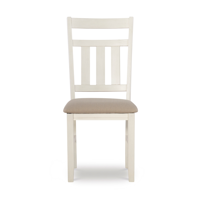Pemberly Row 7 Piece Wood Dining Set X-Frame Padded Seats in Distressed White