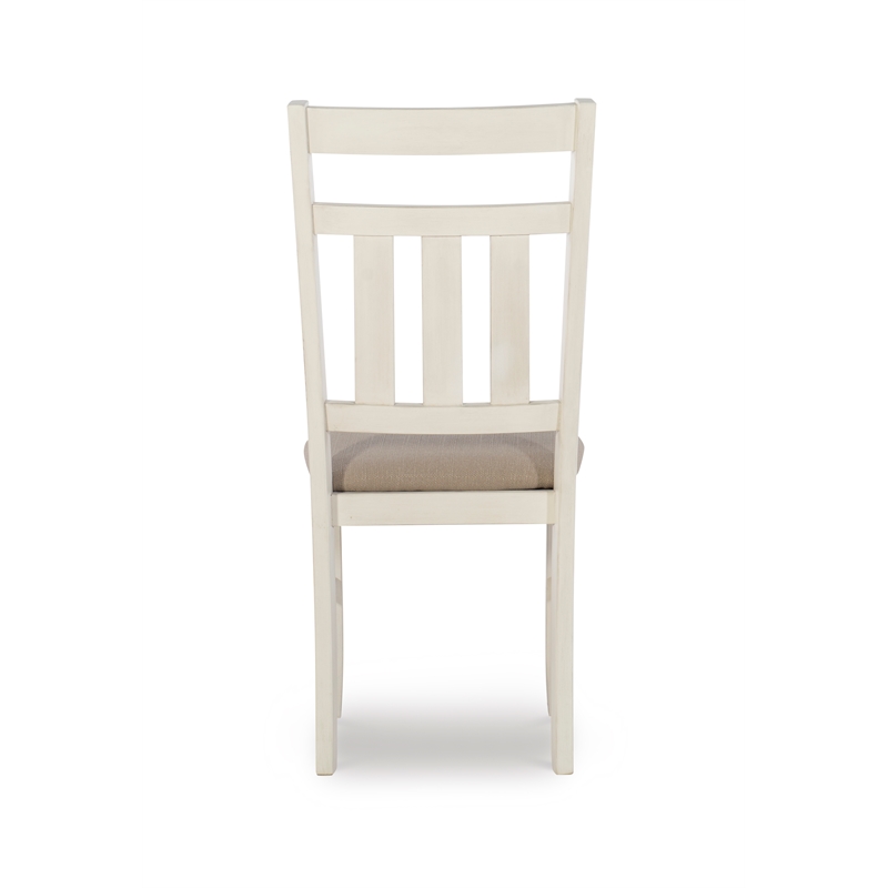 Pemberly Row 7 Piece Wood Dining Set X-Frame Padded Seats in Distressed White