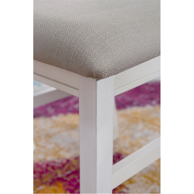 Pemberly Row 7 Piece Wood Dining Set X-Frame Padded Seats in Distressed White