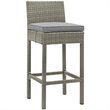 Pemberly Row Rattan Outdoor Bar Stool in Light Gray and Gray (Set of 2)