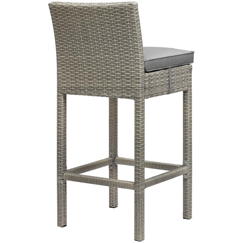 Pemberly Row Rattan Outdoor Bar Stool in Light Gray and Gray (Set of 2)