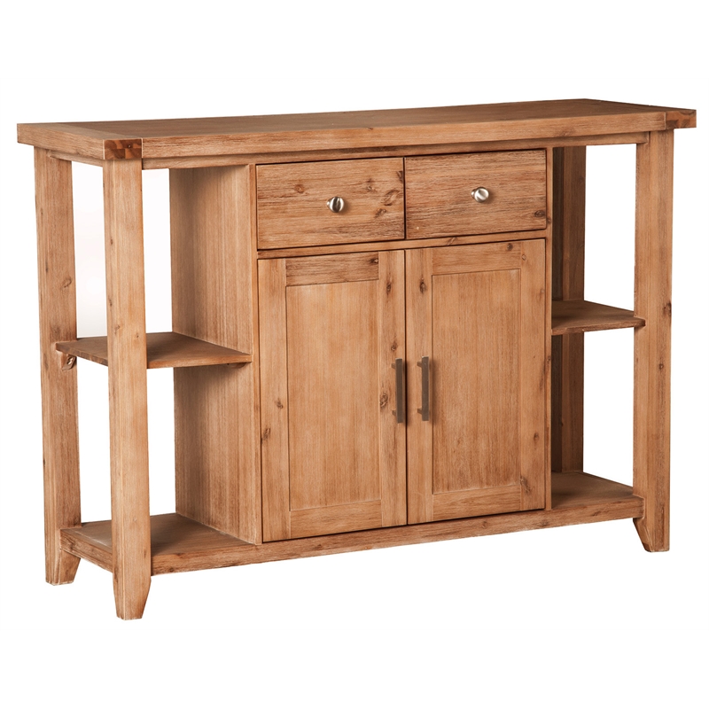 Pemberly Row Modern Wood Dining Server in Antique Natural (Brown)