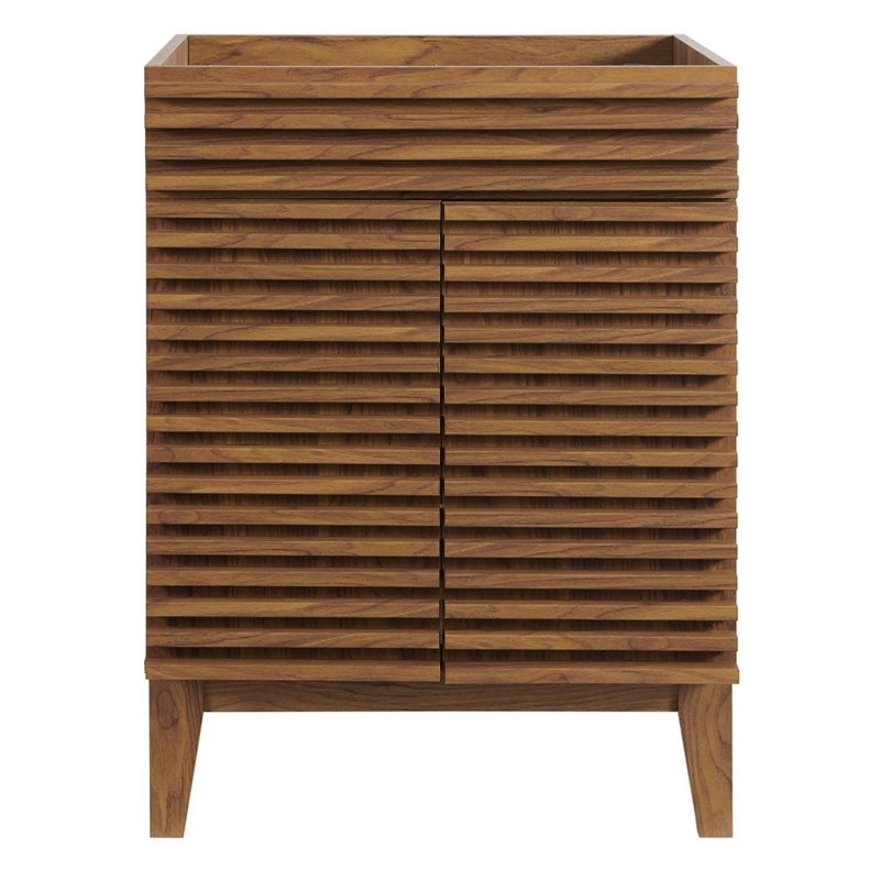 Pemberly Row Wooden Bathroom Vanity Cabinet in Walnut Finish
