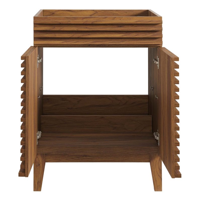 Pemberly Row Wooden Bathroom Vanity Cabinet in Walnut Finish