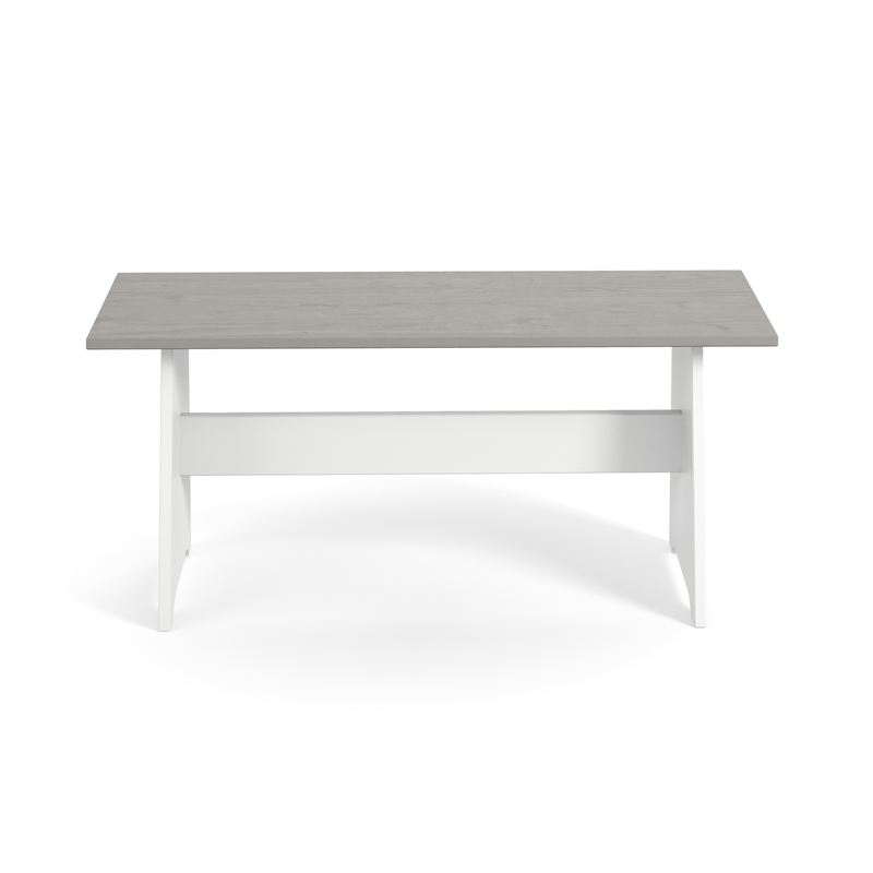 Pemberley Row Pine Wood White and Gray Dining Set Corner Nook Storage Seats 5 Unassembled