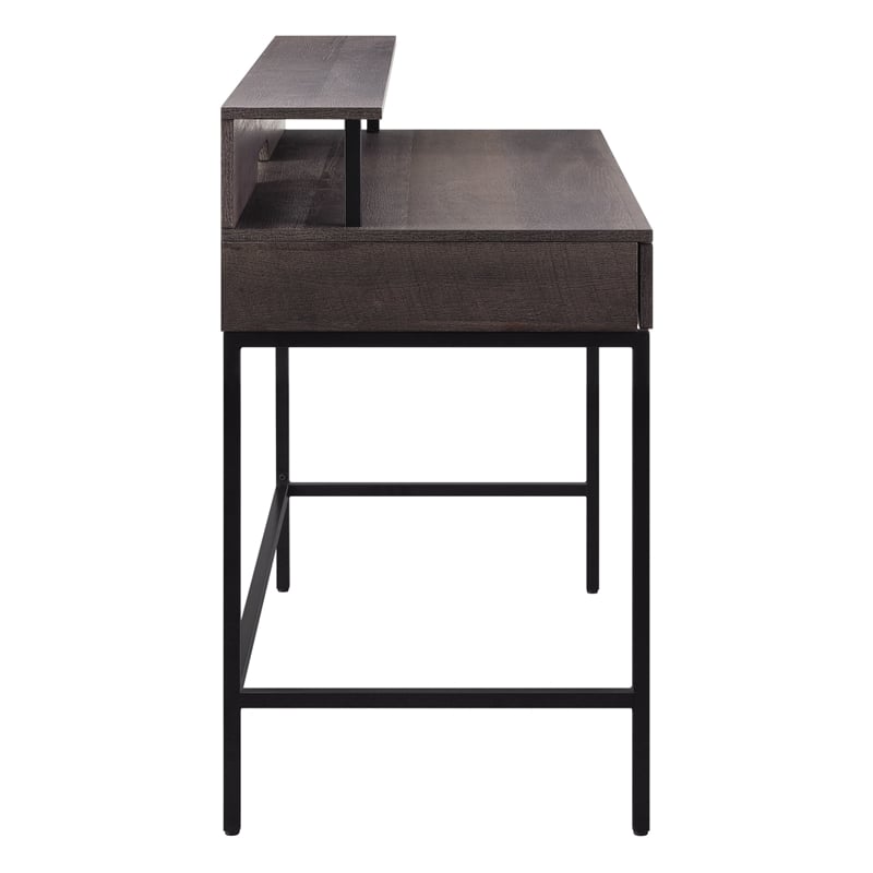 Pemberly Row 40-Inch Desk w/ 2 drawers and shelf hutch - Brown Wood Grain Finish