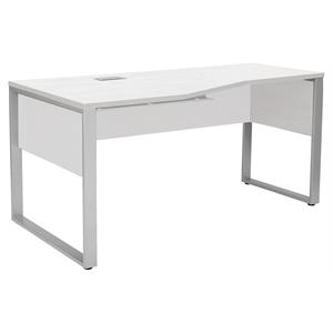 Pemberly Row Contemporary Crescent Desk in Laminated White Finish