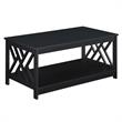 Pemberly Row Modern Coffee Table with Shelf in Black Wood Finish