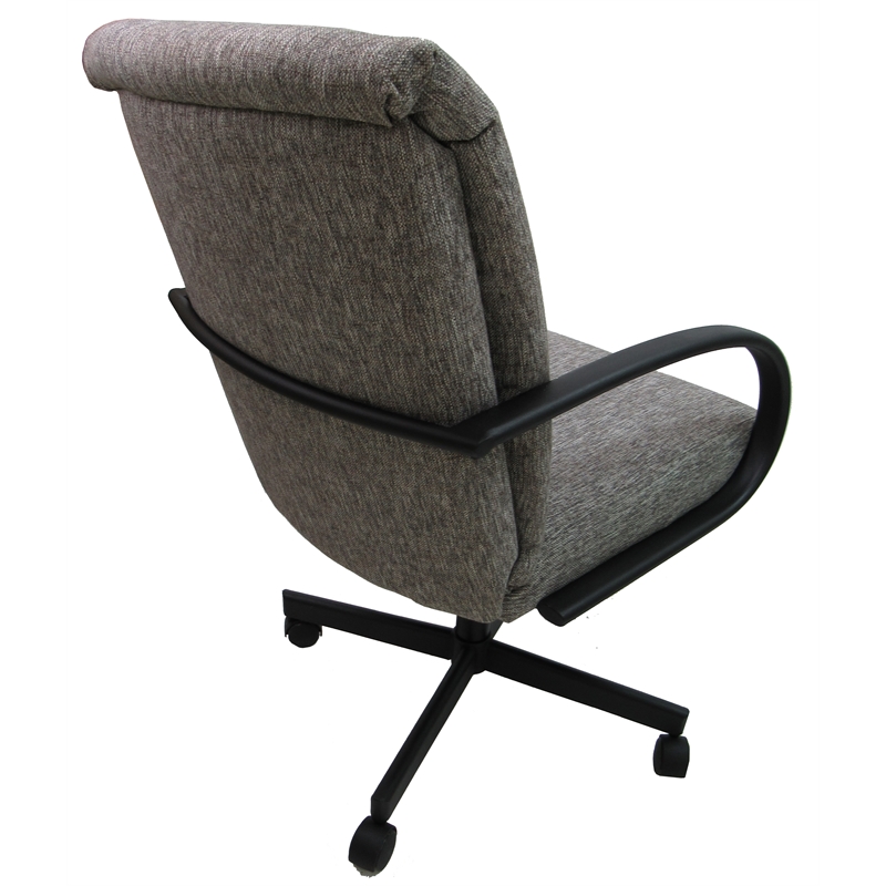 Pemberly Row Swivel Dining Chair on Wheels - Gray on Black Frame