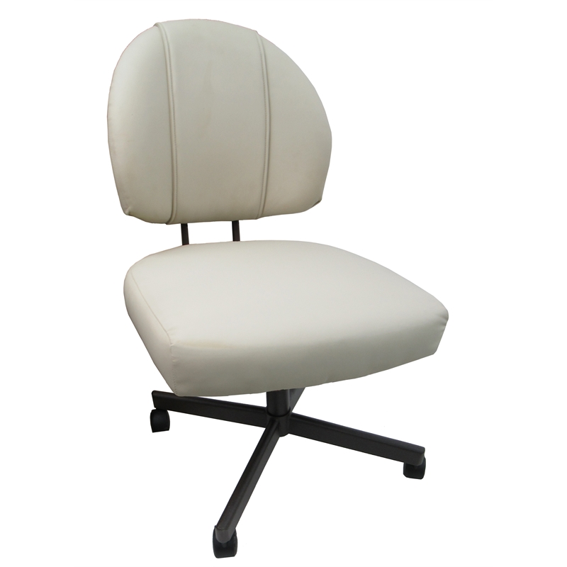 Pemberly Row Modern Swivel Dining Chair on Wheels - Beige on Brown