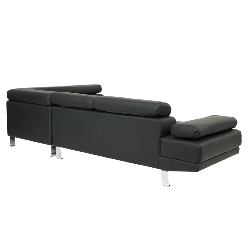 Pemberly Row 2 Piece Faux Leather Sectional Sofa Set in Black