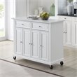 Pemberly Row Wood Top Kitchen Island Cart in Distressed White