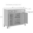 Pemberly Row Wood Top Kitchen Island Cart in Distressed White