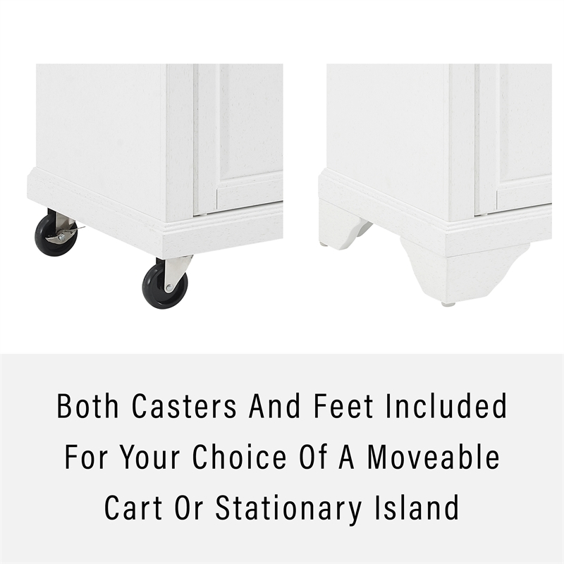 Pemberly Row Wood Top Kitchen Island Cart in Distressed White