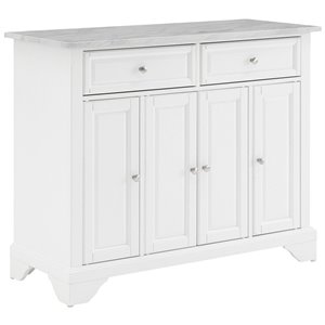 Pemberly Row Wood Top Kitchen Island Cart in Distressed White