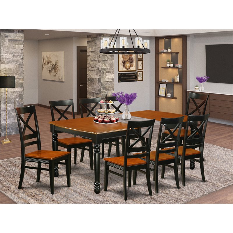 Pemberly Row 9-piece Wood Table and Dining Chairs in Black/Cherry