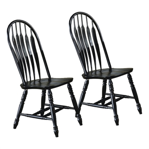 Pemberley Row Solid Wood Black/Cherry Dining Side Chairs Set of 2 Assembled