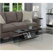 Pemberly Row Modern Coffee Table with Shelf in Black Wood Finish