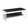 Pemberly Row Modern Coffee Table with Shelf in Black Wood Finish