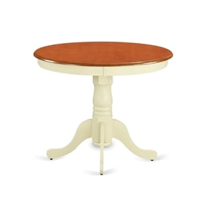 Pemberly Row Antique 36&quot Round Wood Dining Table in Buttermilk/Cherry