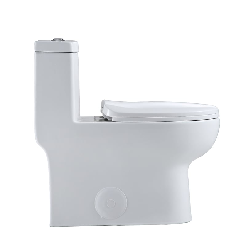 Pemberly Row 1-Piece Dual Flush Elongated Ceramic Toilet in White Seat Included