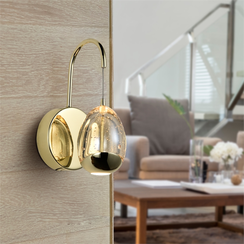 Pemberly Row Integrated LED ETL Certified Wall Sconce Lighting Fixture Gold