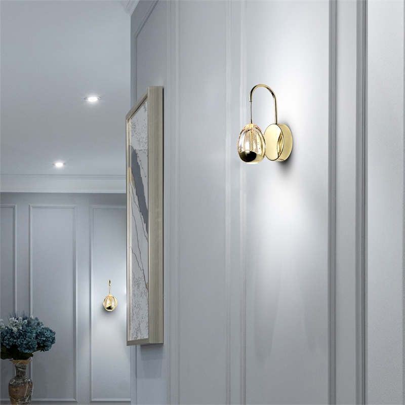 Pemberly Row Integrated LED ETL Certified Wall Sconce Lighting Fixture Gold