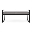 Pemberly Row Reception Waiting Room 2-Seat Bench/Black Steel/Light Gray