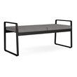 Pemberly Row Reception Waiting Room 2-Seat Bench/Black Steel/Light Gray