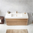Pemberly Row Single Sink Bathroom Vanity Natural Oak Wood White Top No Mirror