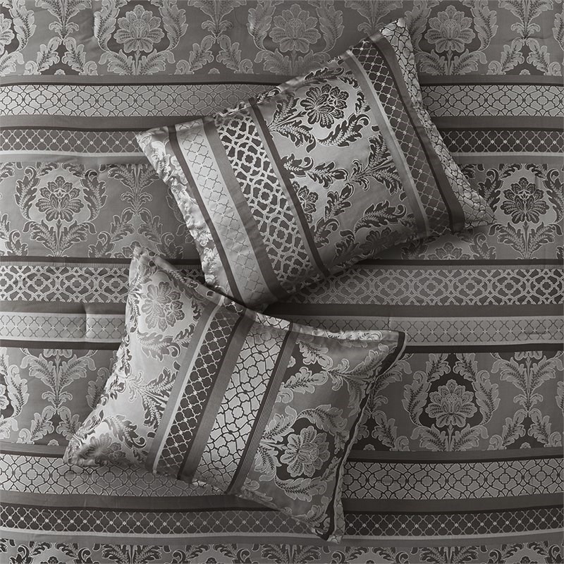 Pemberly Row 7-Piece Polyester Jacquard Comforter Set in Gray