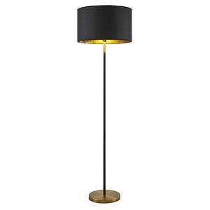 Pemberly Row 59&quot Metal and Polyester Fabric Floor Lamp in Black/Gold