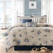 Pemberly Row 7-Piece 100 Percent Cotton Printed Comforter Set in Blue
