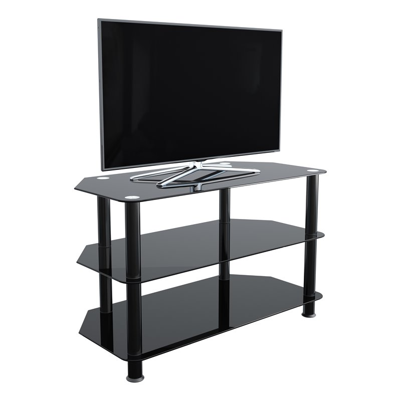 Pemberley Row Steel and Glass Black TV Stand Rectangular Ventilated 31.5