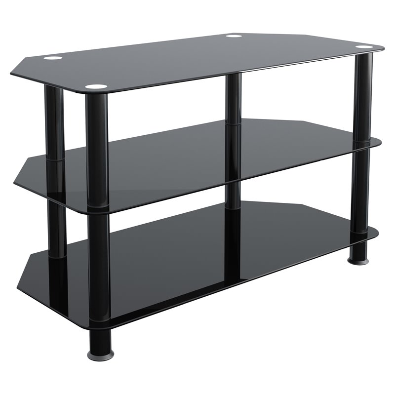 Pemberley Row Steel and Glass Black TV Stand Rectangular Ventilated 31.5