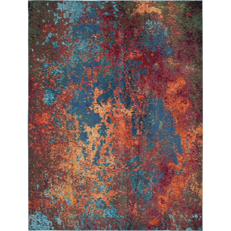 Pemberly Row 9' x 12' Blue and Red Fabric Modern Area Rug (9' x 12')