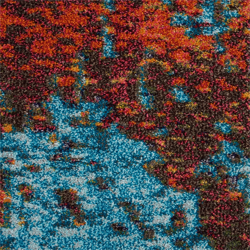 Pemberly Row 9' x 12' Blue and Red Fabric Modern Area Rug (9' x 12')