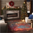 Pemberly Row 9' x 12' Blue and Red Fabric Modern Area Rug (9' x 12')