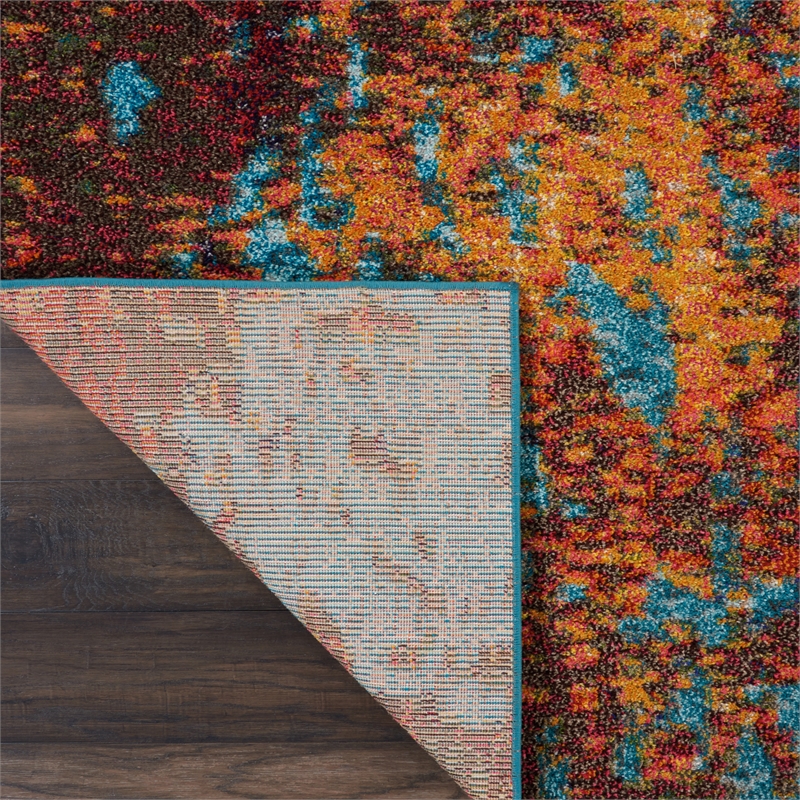 Pemberly Row 9' x 12' Blue and Red Fabric Modern Area Rug (9' x 12')