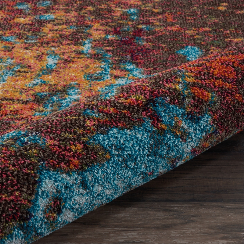 Pemberly Row 9' x 12' Blue and Red Fabric Modern Area Rug (9' x 12')